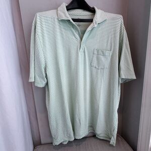 Peter Millar Seaside Wasin Green Stripe Golf Polo Size L – Preppy, Coastal Style